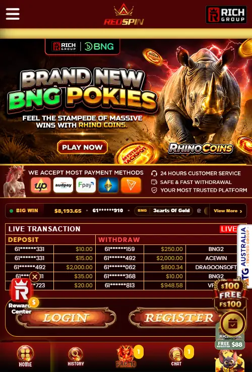 RedSpin casino displayed in a mobile browser on a smartphone